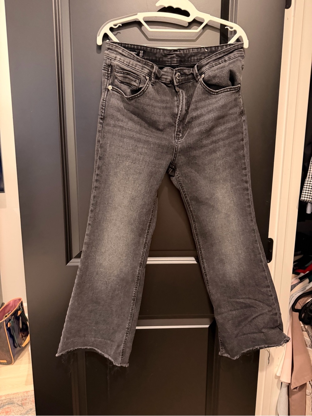 stradivarius Washed Gray High-Rise Straight Jeans